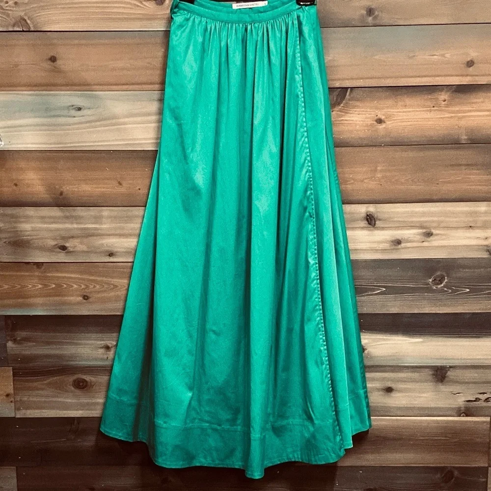 Hansen & Gretal maxi skirt XS Small cotton poplin lined wrap pockets Holiday - Picture 2 of 9